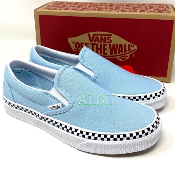 VANS Classic Slip-On Check Foxing Blue Women’s - Picture 2 of 10